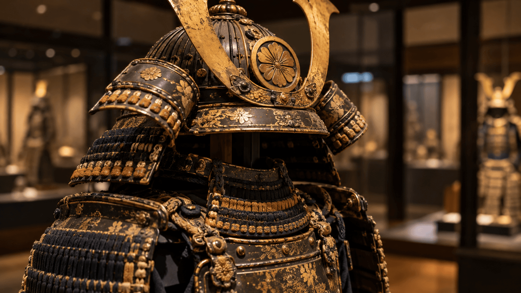Samurai armour on a museum stand